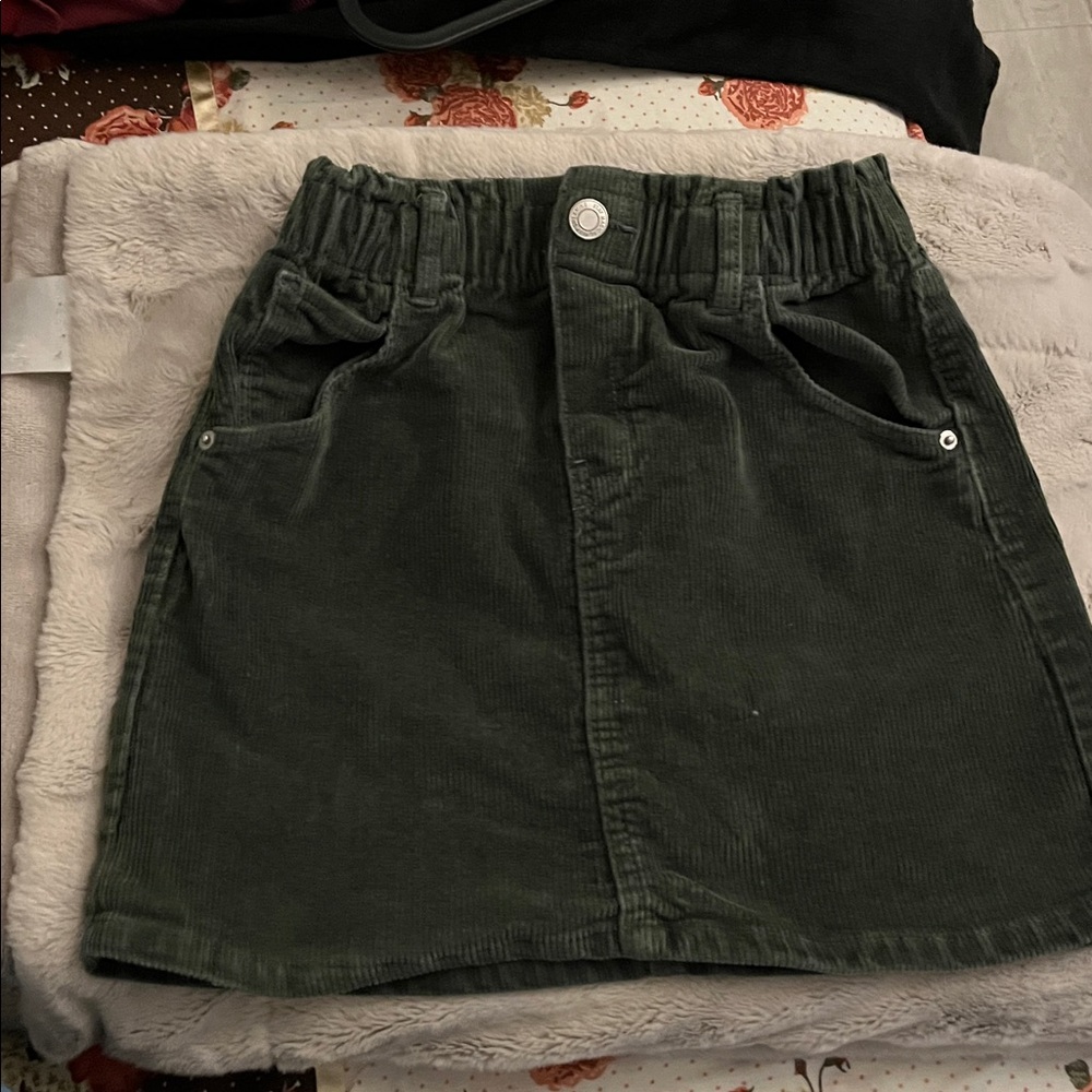 H&M Olive Corduroy Skirt